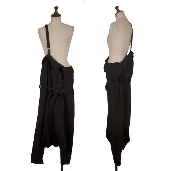 Y's Cotton One Shoulder Overalls Black 2 K-157854_001
