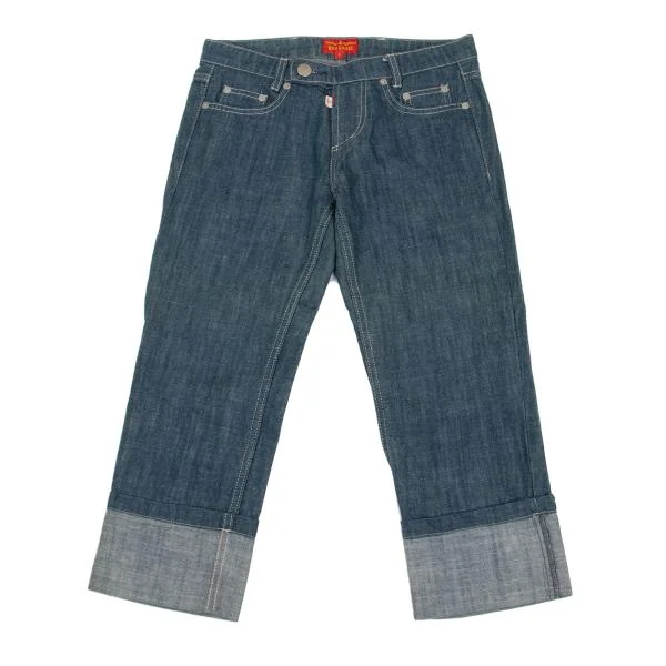 ヴィヴィアンウエストウッド レッドレーベルVivienne Westwood Red Label バックオーブ刺繍ロールアップデニムパンツ インディゴブルー1 K-157877_001