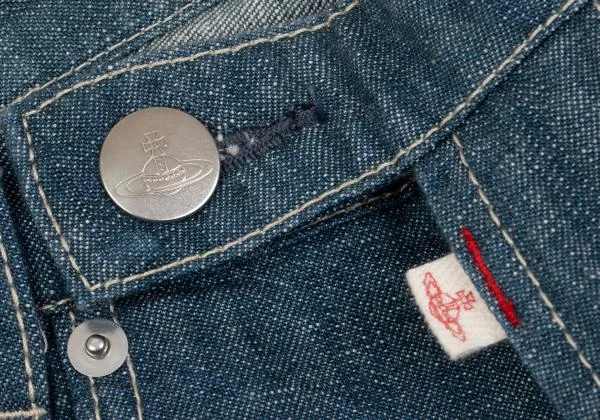 ヴィヴィアンウエストウッド レッドレーベルVivienne Westwood Red Label バックオーブ刺繍ロールアップデニムパンツ インディゴブルー1 K-157877_008