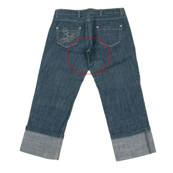 ヴィヴィアンウエストウッド レッドレーベルVivienne Westwood Red Label バックオーブ刺繍ロールアップデニムパンツ インディゴブルー1 K-157877_013
