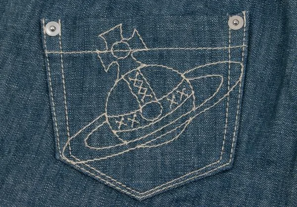 ヴィヴィアンウエストウッド レッドレーベルVivienne Westwood Red Label バックオーブ刺繍ロールアップデニムパンツ インディゴブルー1 K-157877_015