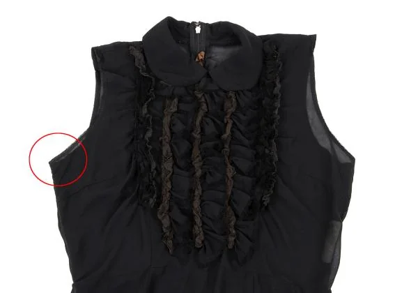 コムデギャルソンCOMME des GARCONS 製品染めジョーゼットフリルノースリーブ 黒M K-157893_003