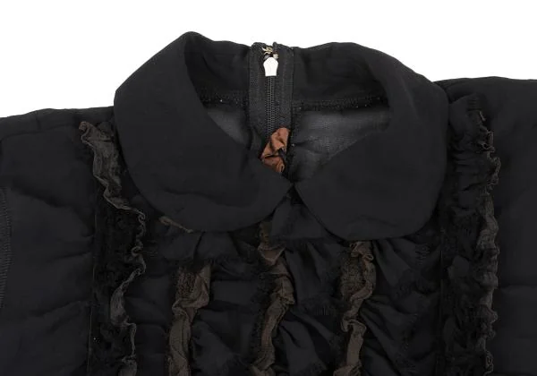 コムデギャルソンCOMME des GARCONS 製品染めジョーゼットフリルノースリーブ 黒M K-157893_005