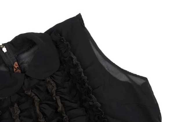 コムデギャルソンCOMME des GARCONS 製品染めジョーゼットフリルノースリーブ 黒M K-157893_006