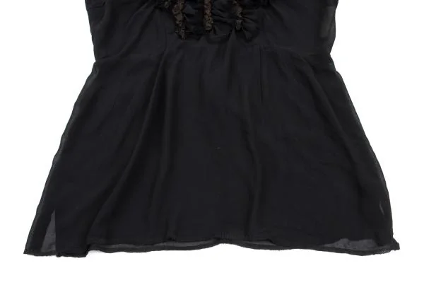 コムデギャルソンCOMME des GARCONS 製品染めジョーゼットフリルノースリーブ 黒M K-157893_008