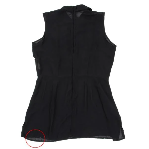 コムデギャルソンCOMME des GARCONS 製品染めジョーゼットフリルノースリーブ 黒M K-157893_011