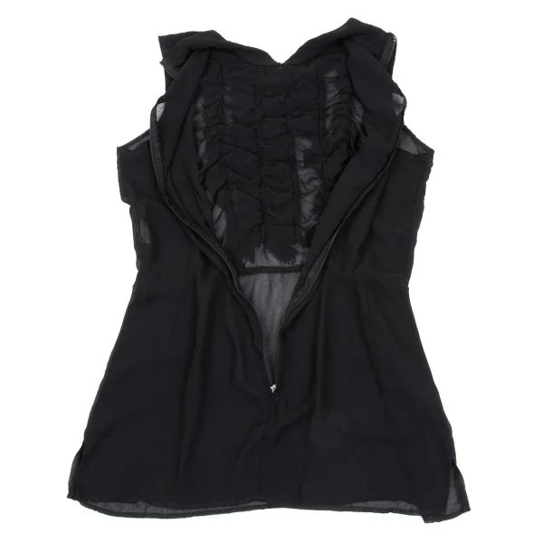 コムデギャルソンCOMME des GARCONS 製品染めジョーゼットフリルノースリーブ 黒M K-157893_013