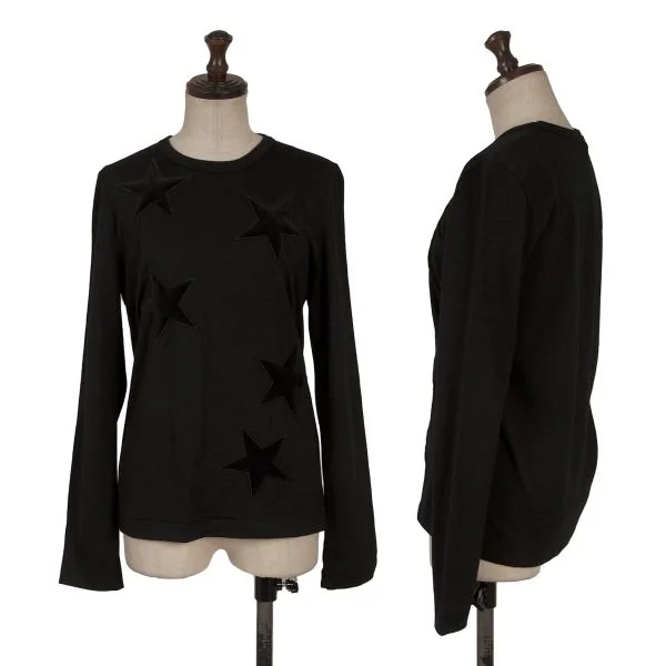 ローブドシャンブル コムデギャルソンrobe de chambre COMME des GARCONS ベロアスターパッチニットソー 黒M位 K-157902_001