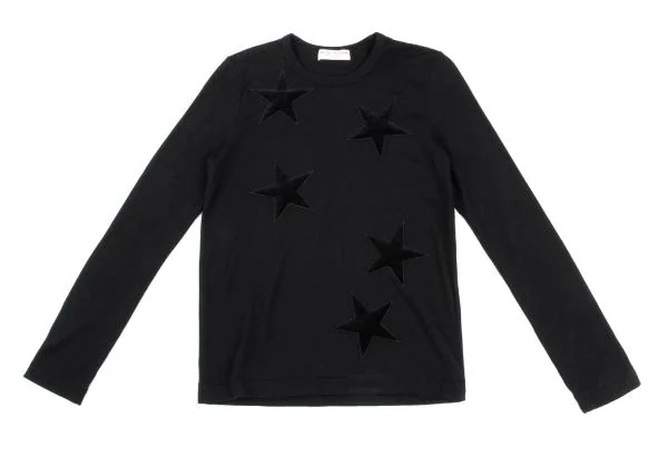 ローブドシャンブル コムデギャルソンrobe de chambre COMME des GARCONS ベロアスターパッチニットソー 黒M位 K-157902_002