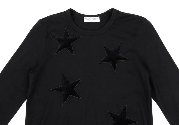 ローブドシャンブル コムデギャルソンrobe de chambre COMME des GARCONS ベロアスターパッチニットソー 黒M位 K-157902_003