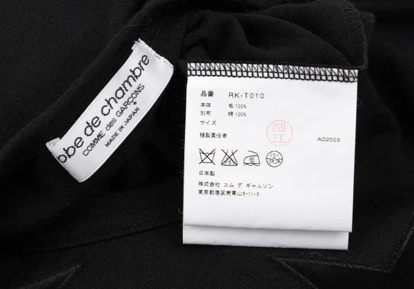 ローブドシャンブル コムデギャルソンrobe de chambre COMME des GARCONS ベロアスターパッチニットソー 黒M位 K-157902_018