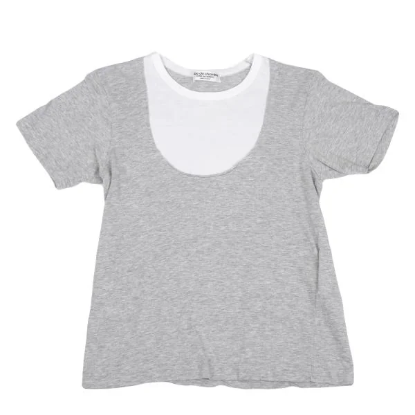 ローブドシャンブル コムデギャルソンrobe de chambre COMME des GARCONS ネック切替Tシャツ グレーオフM位 K-157940_001