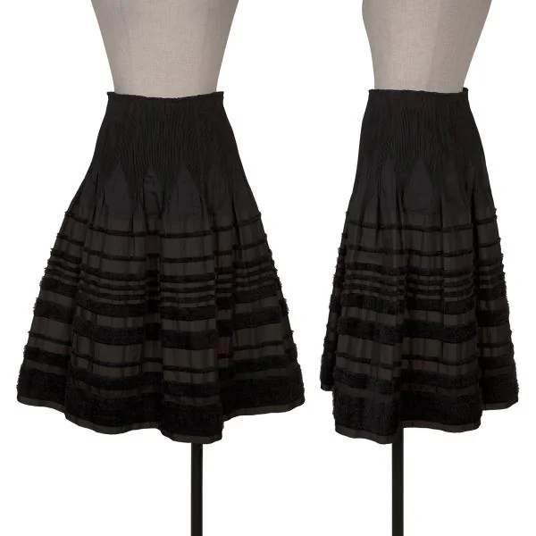 HIROKO BIS Pile Stripe Jacquard Skirt Black 9 K-157988_001