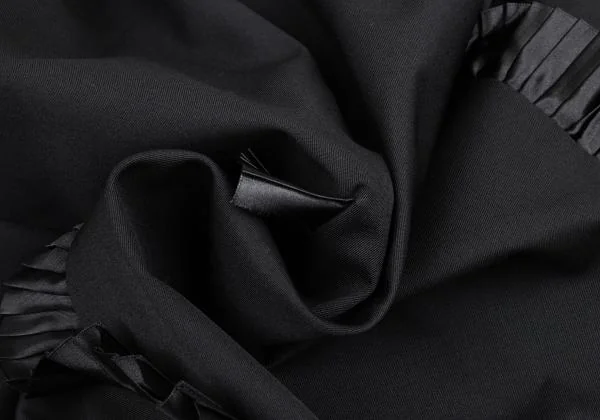 コムデギャルソンCOMME des GARCONS ウールギャバプリーツフリル挟み込みコクーンスカート 黒S K-158024_011