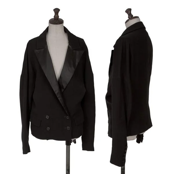ヴィクター＆ロルフVIKTOR&ROLF 襟シルク切替ダブルブレストジャケット 黒38 K-158040_001