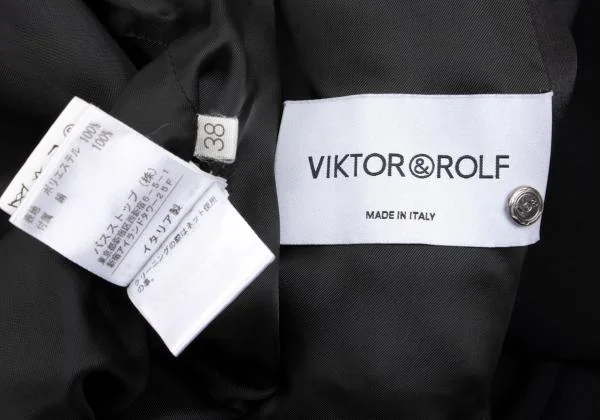 ヴィクター＆ロルフVIKTOR&ROLF 襟シルク切替ダブルブレストジャケット 黒38 K-158040_017