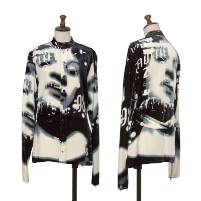 Jean Paul GAULTIER FEMME Face Graphic Printed Velours Blouse