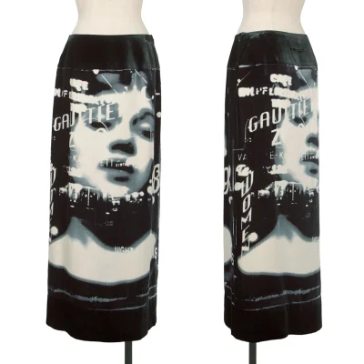 Jean Paul GAULTIER FEMME Face Graphic Printed Velours Skirt