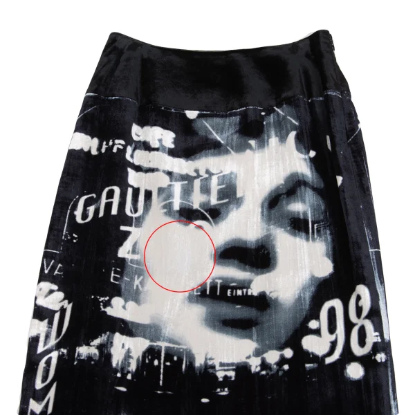 Jean Paul GAULTIER FEMME Face Graphic Printed Velours Skirt K-158081_003