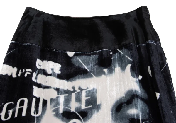 Jean Paul GAULTIER FEMME Face Graphic Printed Velours Skirt K-158081_005