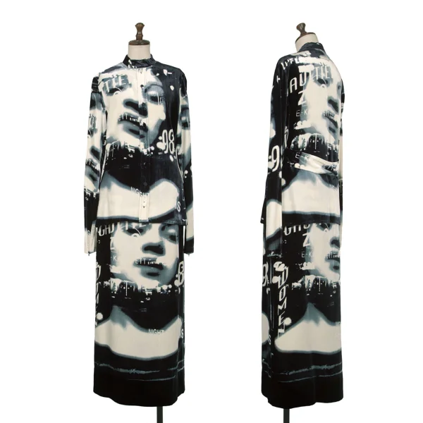 Jean Paul GAULTIER FEMME Face Graphic Printed Velours Skirt K-158081_017