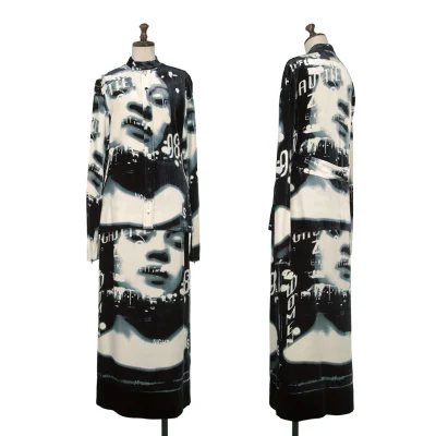 Jean Paul GAULTIER FEMME Face Graphic Printed Velours Blouse & Skirt