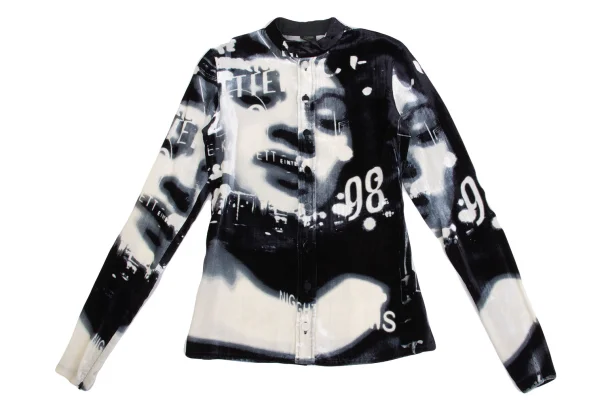 Jean Paul GAULTIER FEMME Face Graphic Printed Velours Blouse & Skirt K-158082_003