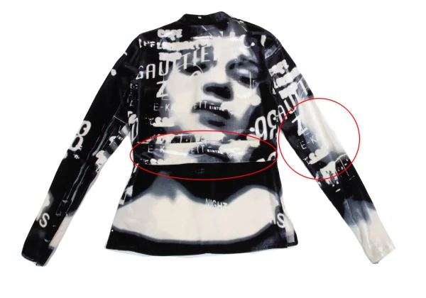 Jean Paul GAULTIER FEMME Face Graphic Printed Velours Blouse & Skirt K-158082_009