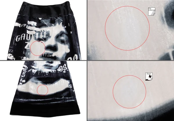 Jean Paul GAULTIER FEMME Face Graphic Printed Velours Blouse & Skirt K-158082_013