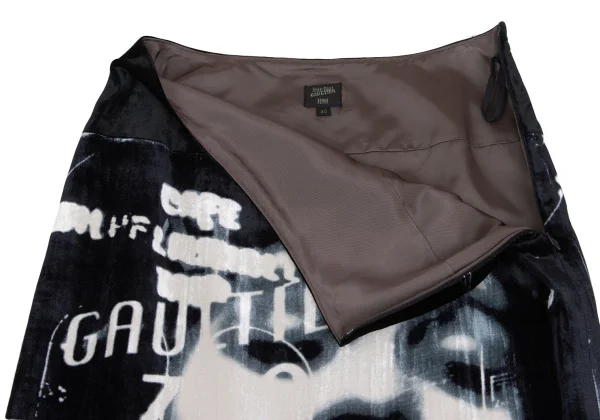 Jean Paul GAULTIER FEMME Face Graphic Printed Velours Blouse & Skirt K-158082_014