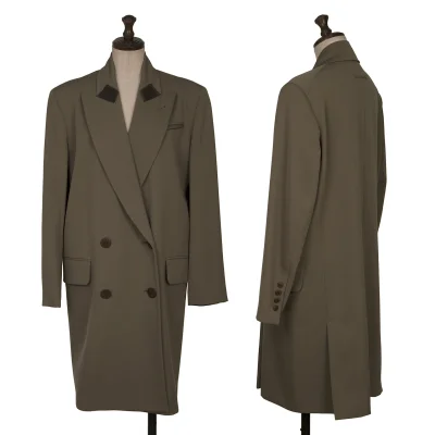 Jean Paul GAULTIER FEMME Wool Gaba Switching Lapel Double Long Jacket