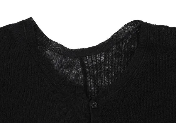 ヨウジヤマモト ノアールYohji Yamamoto NOIR リネンコットンワッフル半袖ニットオールインワン 黒2 K-158138_004