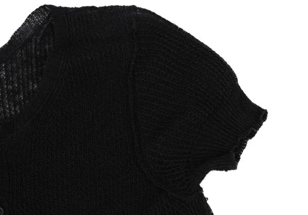 ヨウジヤマモト ノアールYohji Yamamoto NOIR リネンコットンワッフル半袖ニットオールインワン 黒2 K-158138_006