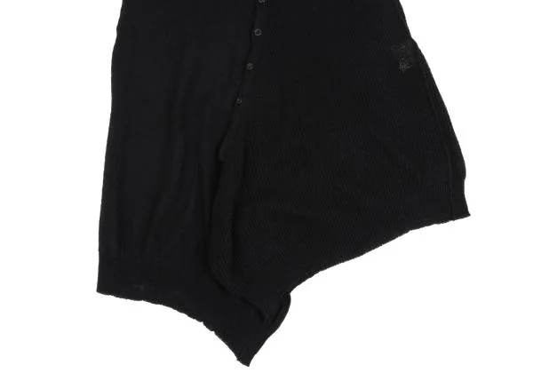 ヨウジヤマモト ノアールYohji Yamamoto NOIR リネンコットンワッフル半袖ニットオールインワン 黒2 K-158138_007