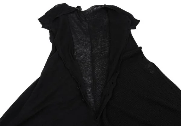 ヨウジヤマモト ノアールYohji Yamamoto NOIR リネンコットンワッフル半袖ニットオールインワン 黒2 K-158138_009