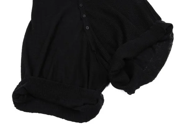 ヨウジヤマモト ノアールYohji Yamamoto NOIR リネンコットンワッフル半袖ニットオールインワン 黒2 K-158138_010