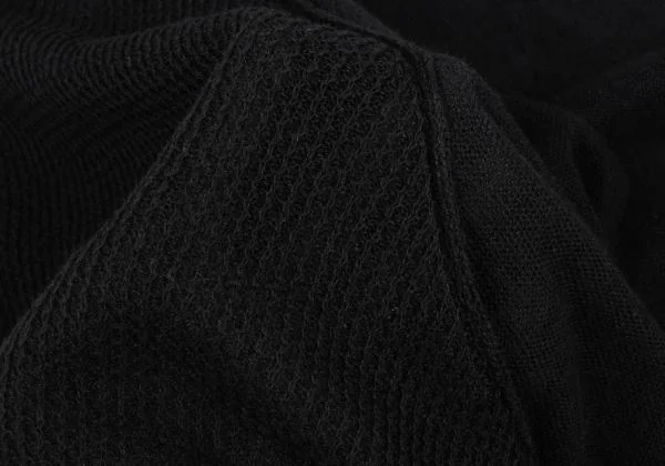 ヨウジヤマモト ノアールYohji Yamamoto NOIR リネンコットンワッフル半袖ニットオールインワン 黒2 K-158138_013