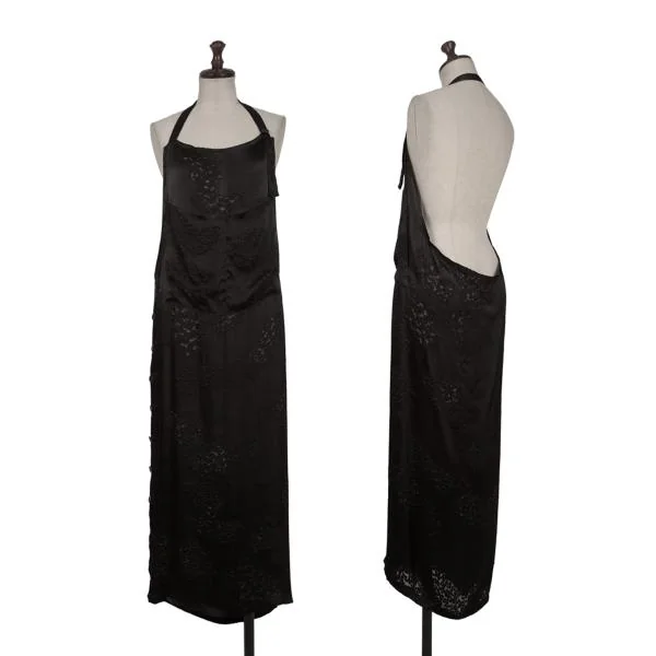 ヨウジヤマモト ファムYohji Yamamoto FEMME レーヨンシルクオパール加工ワンピース 黒2 K-158150_001