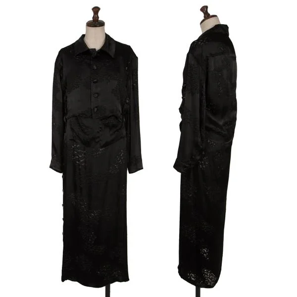 ヨウジヤマモト ファムYohji Yamamoto FEMME レーヨンシルクオパール加工アンサンブル 黒1 2 K-158151_001