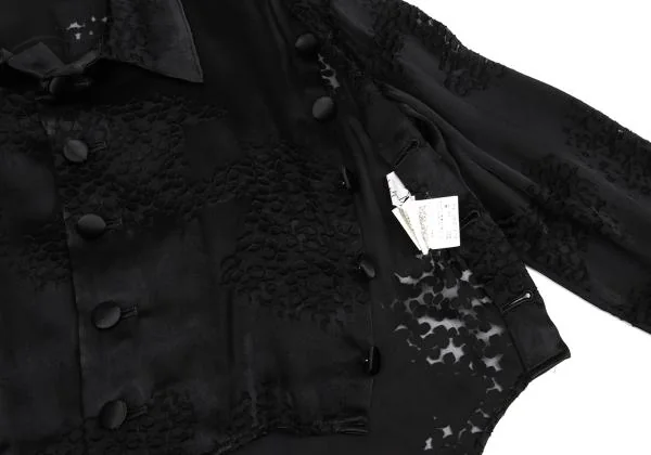 ヨウジヤマモト ファムYohji Yamamoto FEMME レーヨンシルクオパール加工アンサンブル 黒1 2 K-158151_005