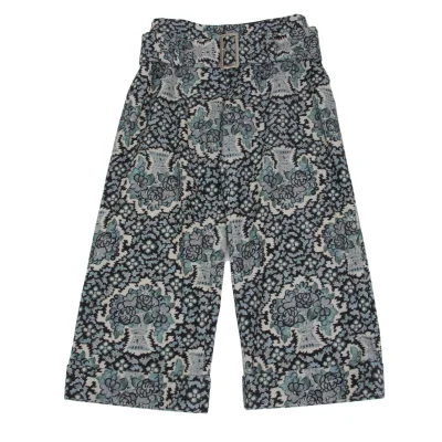 Yohji Yamamoto FEMME Wool Floral Print Belted Wide Pants