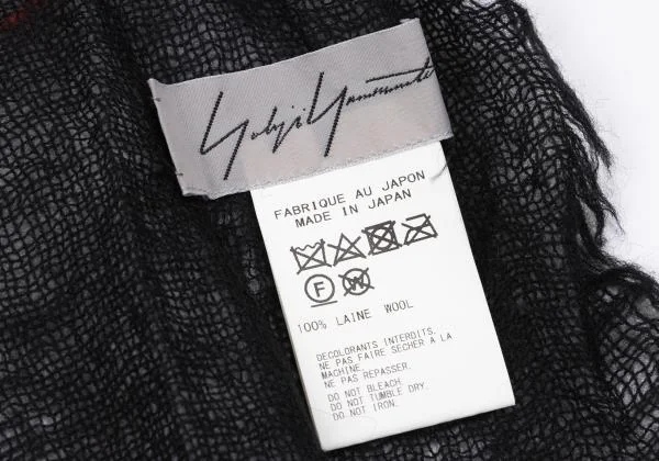 ヨウジヤマモト ファムYohji Yamamoto FEMME ウール刺繍総柄大判ストール 黒赤 K-158178_007