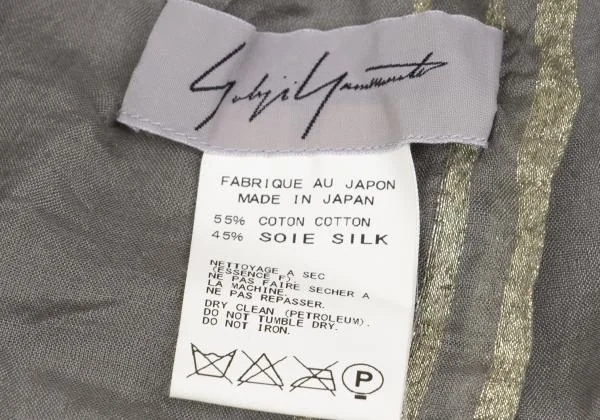 ヨウジヤマモト ファムYohji Yamamoto FEMME コットンシルクラメストライプ大判ストール グレー金 K-158181_007