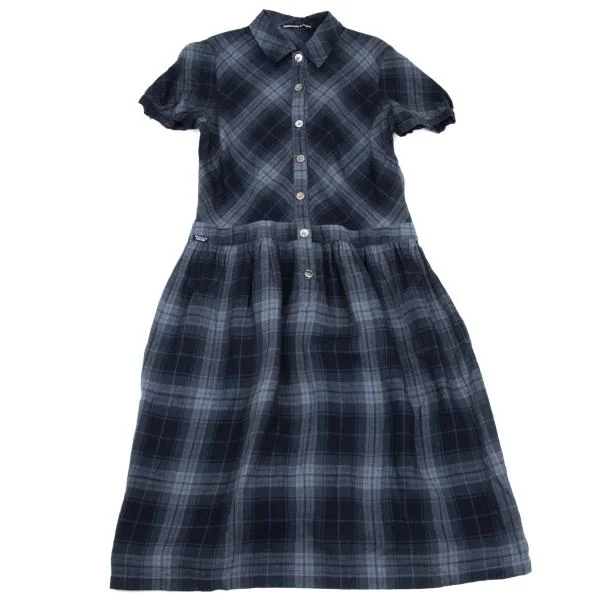 Mademoiselle NON NON Linen Check Shirt Dress K-158229_002