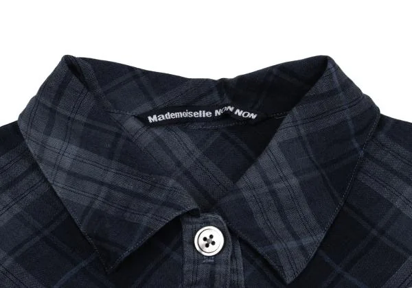 Mademoiselle NON NON Linen Check Shirt Dress K-158229_005