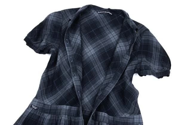 Mademoiselle NON NON Linen Check Shirt Dress K-158229_007