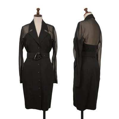 Thierry Mugler Chiffon Switching Wool Jacket