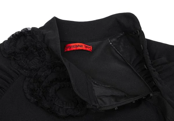ヴィヴィアンタムVIVIENNETAM サークルフリルラグランスリーブパワーネットトップス 黒0 K-158316_007