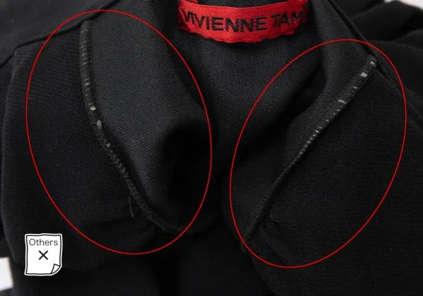 ヴィヴィアンタムVIVIENNETAM サークルフリルラグランスリーブパワーネットトップス 黒0 K-158316_008