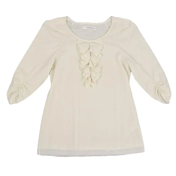 ヴィヴィアンタムVIVIENNETAM フロントフリルギャザースリーブパワーネットトップス ベージュ0 K-158317_002